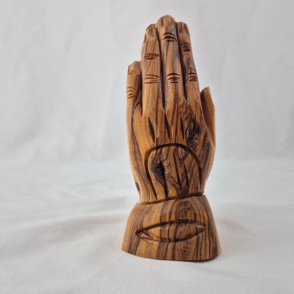 Praying Hands Sculpture Olive Wood Carving Made in Bethlehem - Picture 9 of 16